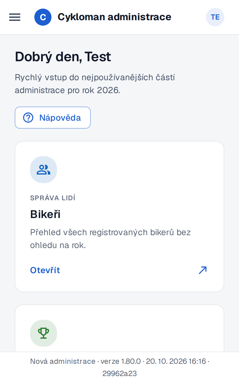Cykloman administrace mobile
